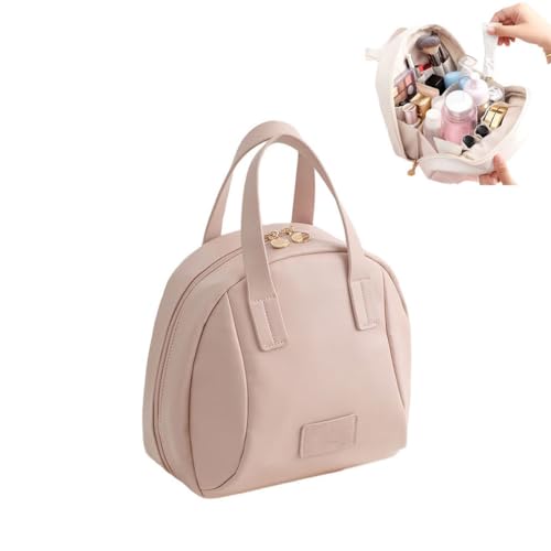 Große Kapazität Handheld Shell Kosmetiktasche, Multi-Layered Shell-Shaped Cosmetic Bag, Kosmetiktasche Reise Damen, PU Leder Portable Schminktasche Kulturtasche Organizer (Rosa) von LUCKKY