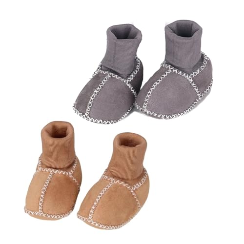 LUCKKY 2 Paare Warme Pelz-Babysocken, Warme Pelz-Babysocken, Baby Sockenschuhe Winterplüsch-rutschfeste Kleinkind-Schuhe, Baby Unisex Krabbelschuhe Baby Barfußschuhe Lauflernschuhe (A, 13CM) von LUCKKY