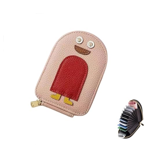 LUCKKY Cute Penguins PU Credit Card Coin Wallet, Kreative Cartoon Penguin Akkordeon-Kartenmappe, Mini Portmonee Münzbörse, tragbare Kreditkartenetui mit Mehreren Kartenfächern (Rosa) von LUCKKY