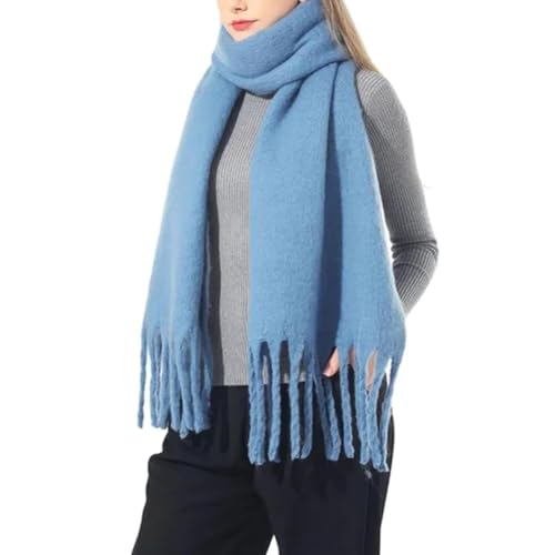 LUCKKY Fashion Imitation Wool Scarf, Mode Nachahmung Wolle Schal, Damen Wollschal, Winter Warm Schals für Damen, Weiche Dicke Tücher Und Wraps (Hellblau) von LUCKKY