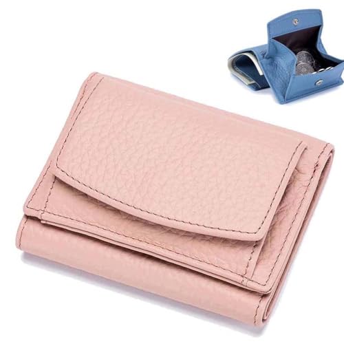 LUCKKY Houtangduty Mini Wallet, Damen Faltbare Kurze Geldbörse, Kleines Portemonnaie Damen, PU Leder Geldbörse mit Mehreren Fächern, Klein und Im Kurzformat Geldbeutel mit RFID Blockierung (Rosa) von LUCKKY