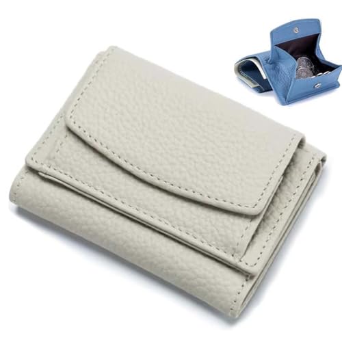 LUCKKY Houtangduty Mini Wallet, Damen Faltbare Kurze Geldbörse, Kleines Portemonnaie Damen, PU Leder Geldbörse mit Mehreren Fächern, Klein und Im Kurzformat Geldbeutel mit RFID Blockierung (Weiß) von LUCKKY