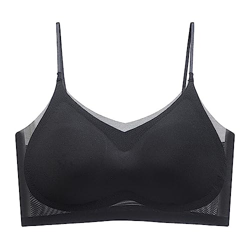 LUCKKY Summer Seamless Ultra-Thin Plus Size Ice Silk Comfort Bra, Ultradünner Sommer-Komfort-BH aus Eisseide in Übergröße, Ultradünner Eisseiden BH, Damen Seamless Komfort BH Sport BH (L, Schwarz) von LUCKKY