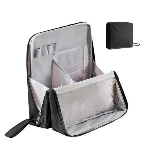Steh-Make-up-Tasche – Tragbar, Mehrzweck-Stand-Make-up-Tasche aus Oxford-Stoff mit großer Kapazität, wasserdichter Reise-Kosmetik-Organizer mit Fächern, Tragbare Kosmetiktasche Damen (Schwarz) von LUCKKY