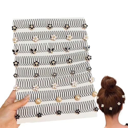 Universal Hair Comb Easy Bangs & Updos, verstellbare magische Haarspange, Dehnbare Unsichtbare Blumen-Haarspangen, U-förmiger Haar-Fixierkamm Für Frauen Mädchen (8Stück) von LUCKKY