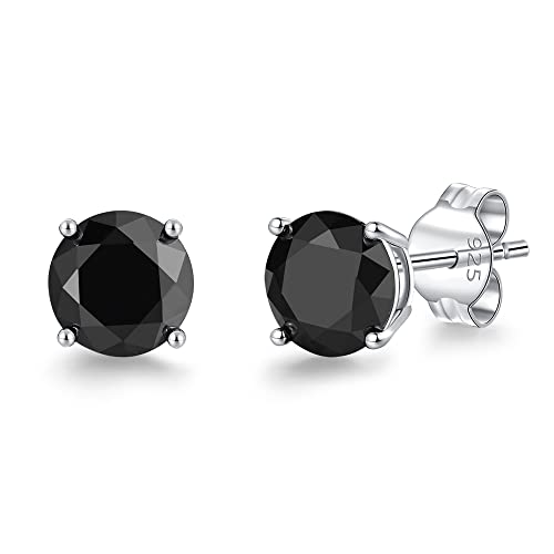 LUCKMORA Schwarz Zirkonia Ohrstecker 925 Sterling Silber Kleine Knorpel Tragus Ohrringe für Damen Herren Mädchen 6mm Runde CZ (6mm-black) von LUCKMORA