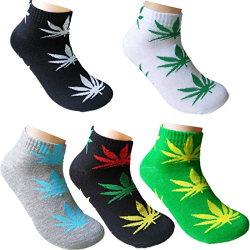 LUCKY BEN 5 Paar Unisex Marihuana Unkrautblätter Boot warme Baumwollsocken US 5-9,5 von LUCKY BEN