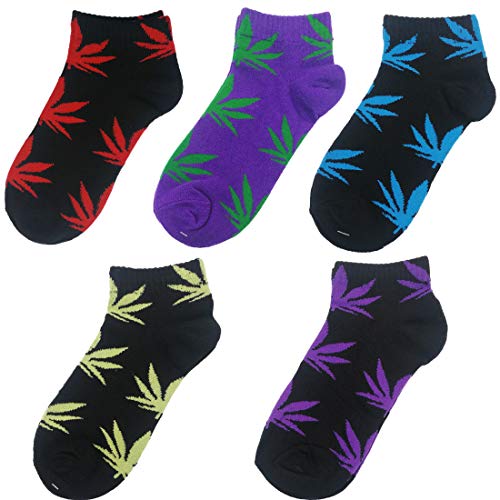 LUCKY BEN 5 Paar Unisex Marihuana Unkrautblätter Boot warme Baumwollsocken US 5-9,5 von LUCKY BEN