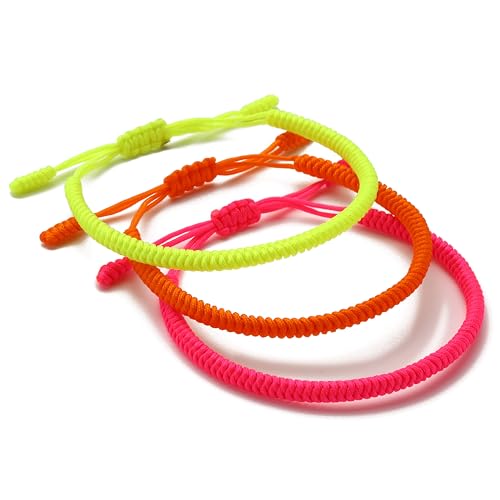 LUCKY BUDDHIST - 3 Tibetische Glücksarmbänder + buddhistisches Geschenk! - Handgemacht. Anpassbar an Ihr Handgelenk. Für Männer und Frauen. Freundschaftsarmbänder aus geflochtenem Stoff von LUCKY BUDDHIST