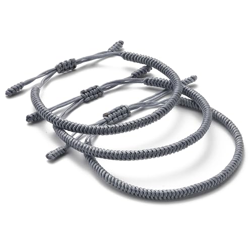 LUCKY BUDDHIST - 3 Tibetische Glücksarmbänder + buddhistisches Geschenk! - Handgemacht. Anpassbar an Ihr Handgelenk. Für Männer und Frauen. Freundschaftsarmbänder aus geflochtenem Stoff von LUCKY BUDDHIST