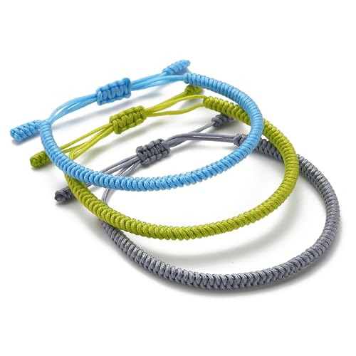 LUCKY BUDDHIST - 3 Tibetische Glücksarmbänder + buddhistisches Geschenk! - Handgemacht. Anpassbar an Ihr Handgelenk. Für Männer und Frauen. Freundschaftsarmbänder aus geflochtenem Stoff von LUCKY BUDDHIST