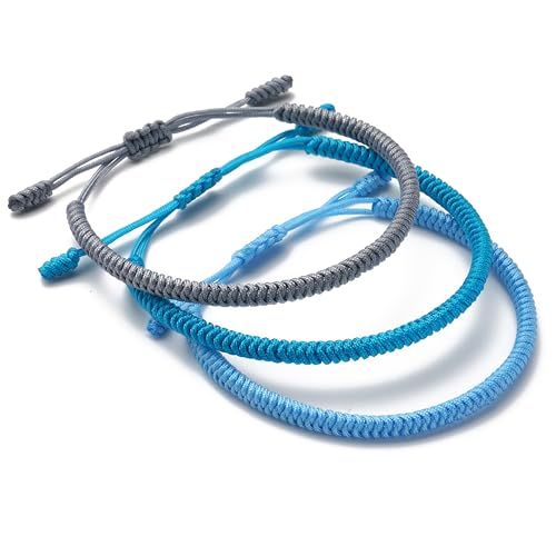 LUCKY BUDDHIST - 3 Tibetische Glücksarmbänder + buddhistisches Geschenk! - Handgemacht. Anpassbar an Ihr Handgelenk. Für Männer und Frauen. Freundschaftsarmbänder aus geflochtenem Stoff von LUCKY BUDDHIST