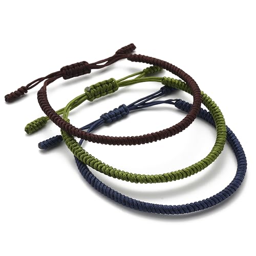 LUCKY BUDDHIST - 3 Tibetische Glücksarmbänder + buddhistisches Geschenk! - Handgemacht. Anpassbar an Ihr Handgelenk. Für Männer und Frauen. Freundschaftsarmbänder aus geflochtenem Stoff von LUCKY BUDDHIST