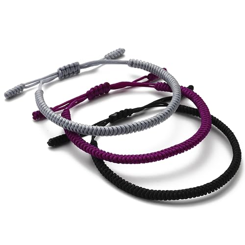 LUCKY BUDDHIST - 3 Tibetische Glücksarmbänder + buddhistisches Geschenk! - Handgemacht. Anpassbar an Ihr Handgelenk. Für Männer und Frauen. Freundschaftsarmbänder aus geflochtenem Stoff von LUCKY BUDDHIST