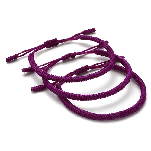 LUCKY BUDDHIST - 3 Tibetische Glücksarmbänder + buddhistisches Geschenk! - Handgemacht. Anpassbar an Ihr Handgelenk. Für Männer und Frauen. Freundschaftsarmbänder aus geflochtenem Stoff von LUCKY BUDDHIST