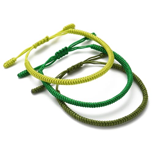 LUCKY BUDDHIST - 3 Tibetische Glücksarmbänder + buddhistisches Geschenk! - Handgemacht. Anpassbar an Ihr Handgelenk. Für Männer und Frauen. Freundschaftsarmbänder aus geflochtenem Stoff von LUCKY BUDDHIST