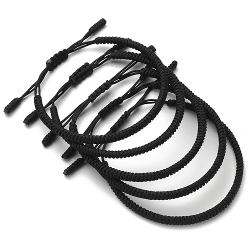 LUCKY BUDDHIST - 5 tibetische Glücksarmbänder + buddhistisches Geschenk! - Handgemacht. Anpassbar an Ihr Handgelenk. Für Männer und Frauen. Freundschaftsarmbänder aus geflochtenem Stoff von LUCKY BUDDHIST