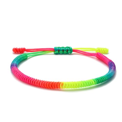 LUCKY BUDDHIST - Glücksarmband + Anhänger/Halskette! Für Teen Männer Frauen - Geflochtene Freundschaftsarmbänder - Mit Liebe handgefertigt - Tibet Stil - Einstellbares Handgelenk Armband (Regenbogen) von LUCKY BUDDHIST