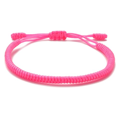 LUCKY BUDDHIST Glücksarmband + Anhänger/Halskette! Für Teen Männer Frauen - Geflochtene Freundschaftsarmbänder - Mit Liebe handgefertigt - Tibet Stil - Einstellbares Handgelenk Armband (Rosa) von LUCKY BUDDHIST