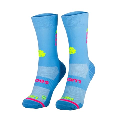 Lucky Socks – Laufsocken für Damen & Herren – Hochwertig, Atmungsaktiv & Besonders Bequem – Mit Motiv: "Always believe in your luck" – Neonfarbenes Design – Größe 43-46 von LUCKY SOCKS LS
