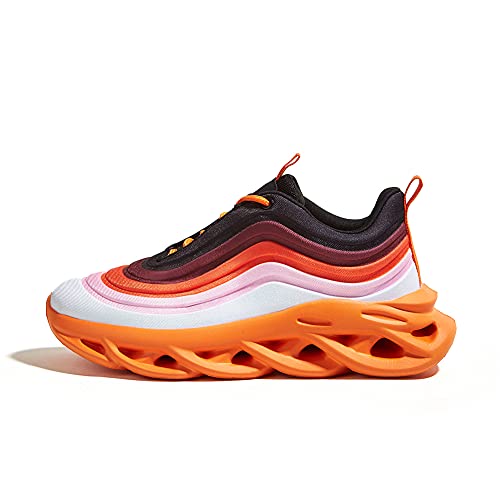 LUCKY STEP Damen Chunky Platform Tie Dye Rainbow Sneakers Tennis Running Mode Schuhe, Orange / mehrfarbig, 43 EU von LUCKY STEP