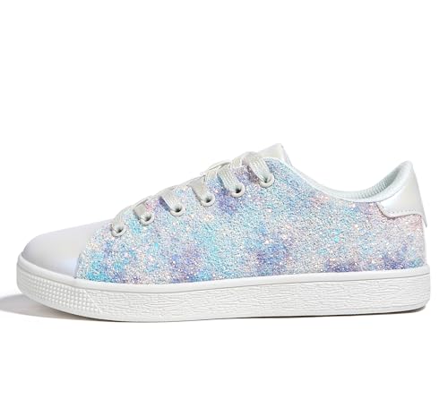LUCKY STEP Damen Glitzer Sneaker | Schnüren Mode Schuhe | Glitzernde Bunt Turnschuhe für Damen (Lila Multi, 9US-40EU-7UK) von LUCKY STEP