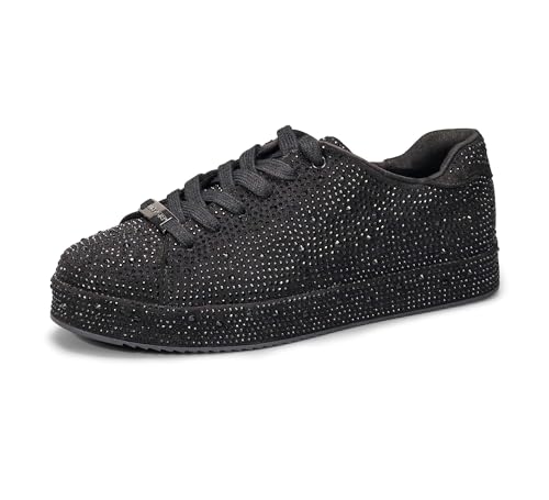 LUCKY STEP Damen Glitzer Sneaker mit Platform Strasssteinen | Funkelnde Glitzernde Hochzeits-Brautschuhe für Damen (Schwarzer Strass, 11US-42EU-9UK) von LUCKY STEP