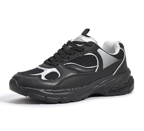 LUCKY STEP Damen Laufschuhe – Atmungsaktive Plateau Chunky Sneaker, Bequeme und Leichte Freizeitschuhe für Alltag & Sport (Schwarz, 11US-41EU-8UK) von LUCKY STEP