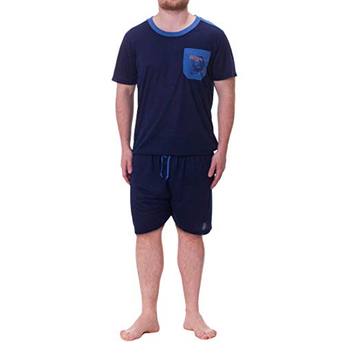 Henry Terre Herren Pyjama Shorty Kurze Hose Schlafanzug Set, Farbe:Navy, Größe:3XL von Lucky