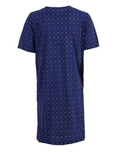 Herren Nachthemd Kurzarm Knopfleiste einfarbig mit Brusttasche Schlafshirt, Farbe:Navy, Größe:XL von LUCKY
