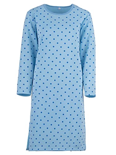 LUCKY Damen Nachthemd Thermo angeraut Punkte Winter Größe M L XL XXL (Hellblau, XXL) von Lucky