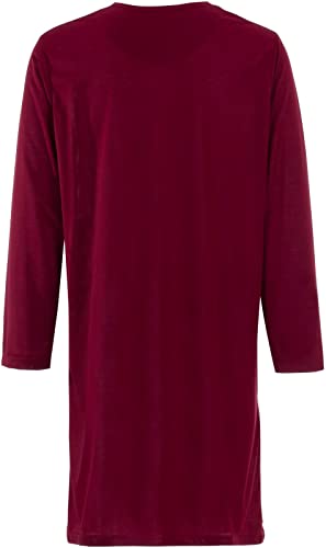 LUCKY Herren Nachthemd 1/1 Arm mit Brusttasche Langarm Schlafshirt, Farbe:Bordeaux, Größe:L von Lucky