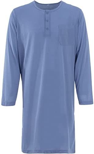 LUCKY Herren Nachthemd 1/1 Arm mit Brusttasche Langarm Schlafshirt, Farbe:Grau, Größe:M von Lucky