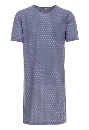 LUCKY Herren Nachthemd Kurzarm Ball Rundhals Tasche, Farbe:graublau, Größe:M von Lucky