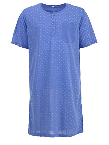 LUCKY Herren Nachthemd Kurzarm Druck mit Brusttasche Schlafshirt, Farbe:Blau, Größe:L von Lucky