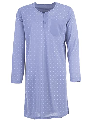 LUCKY Herren Nachthemd Kurzarm Druck mit Brusttasche Schlafshirt, Farbe:Grau, Größe:L von Lucky