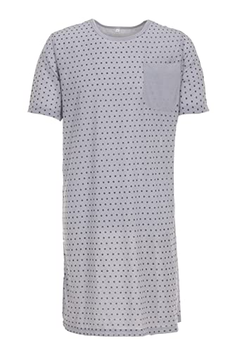 LUCKY Herren Nachthemd Kurzarm Knopfleiste Muster mit Brusttasche Schlafshirt, Farbe:Grau, Größe:XXL von LUCKY