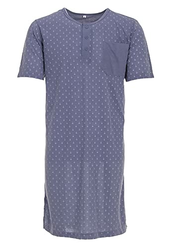 Lucky Herren Nachthemd Kurzarm Knopfleiste mit Brusttasche Schlafshirt, Farbe:Navy, Größe:L von Lucky