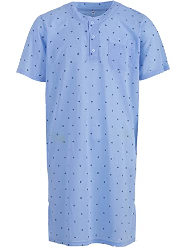 LUCKY Herren Nachthemd Kurzarm Schlafshirt mit Brusttasche Sommer Größe M-XXL, Farbe:Blau, Größe:L von LUCKY