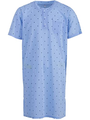 LUCKY Herren Nachthemd Kurzarm Schlafshirt mit Brusttasche Sommer Größe M-XXL, Farbe:Blau, Größe:L von Lucky