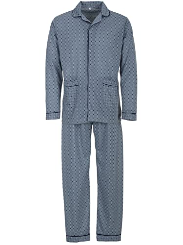 LUCKY Herren Pyjama Set Shirt und Hose Schlafanzug Langarm Knöpfe Schlafshirt (as3, Alpha, xx_l, Regular, Regular, Grau) von Lucky