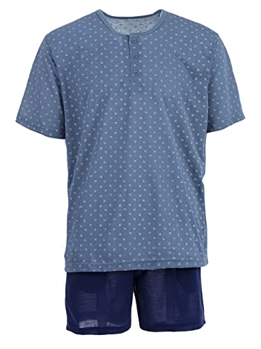 LUCKY Herren Pyjama Set Shorty Kurzarm, Farbe:graublau, Größe:L von Lucky