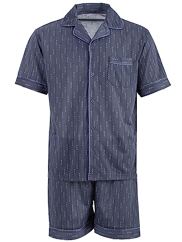 Lucky Herren Pyjama Shorty Schlafanzug Kurzarm Sommer mit Knopfleiste Größe M-XXL, Farbe:Anthrazit, Größe:M von Lucky