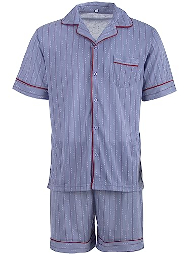 Lucky Herren Pyjama Shorty Schlafanzug Kurzarm Sommer mit Knopfleiste Größe M-XXL, Farbe:hellgrau, Größe:L von Lucky