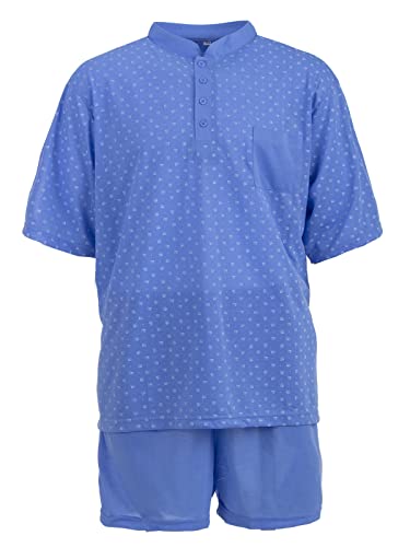 LUCKY Herren Pyjama Shorty Schlafanzug kurzärmelig Knopfleiste Große Größen 3XL-5XL, Farbe:Blau, Größe:3XL von LUCKY