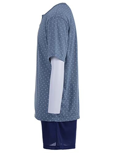 LUCKY Herren Shorty Pyjama Set Kurzarm Knopf Loungewear 2-TLG., Farbe:Grün, Größe:XL von LUCKY