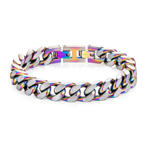 LUCKY2+7 Armband Herren-Kubanisches Gliederkettenarmband Silber Schwarz Edelstahl herren armband von LUCKY2+7