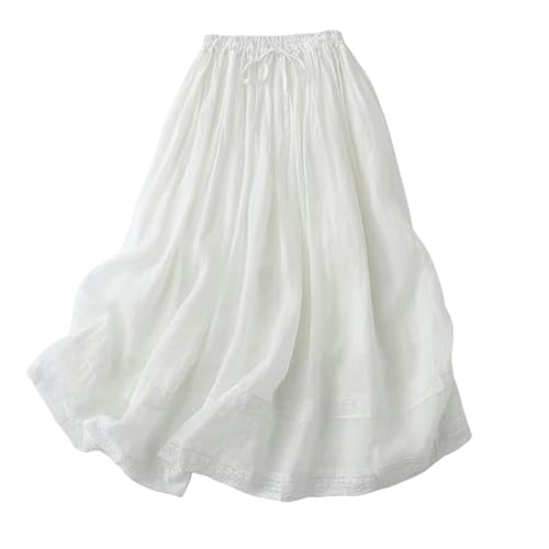 LUCKYGET Damen Rock Eleganter Fashionn -Baumwoll -leinenrock Taille Doppelschicht Langer Rock Frauen Frühling Sommer Dünner Gestickter Rock-Weiss-XXL LUCKYGET Damen Rock Eleganter Fashionn -Baumwoll -leinenrock Taille Doppelschicht Langer Rock Frauen Frühling Sommer Dünner Gestickter Rock-Weiss-XXL von LUCKYGET