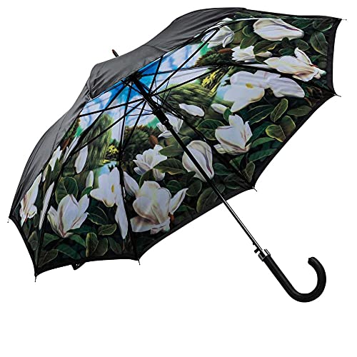 LUCKYWEATHER Regenschirm Stockschirm Damen Motiv Magnolien Auf-Automatik Double Layer I Stockregenschirm groß und stabil sowie hochwertig verarbeitet I Regenschirme mit UV-Schutz von LUCKYWEATHER NOT JUST ANY OTHER DAY