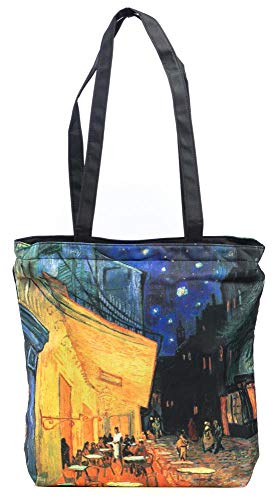 LUCKYWEATHER Shopper Einkaufstasche Damen Motiv Vincent van Gogh CAFÉTERASSE AM ABEND I Shopping Bag wasserabweisend I Einkaufs/Tragetasche ideal als Geschenk für Frauen von LUCKYWEATHER NOT JUST ANY OTHER DAY